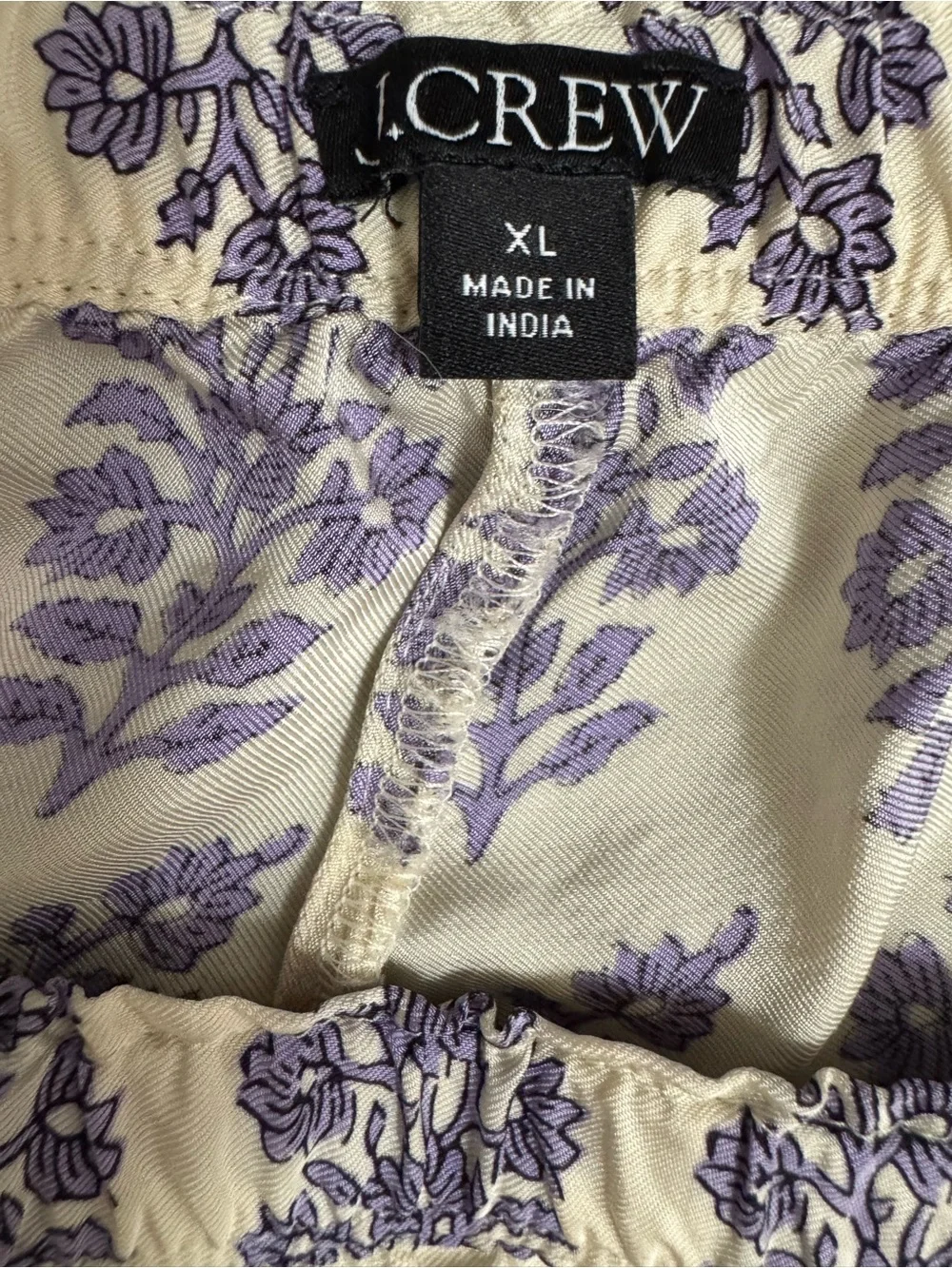 J. Crew White Shorts with Lavender Floral Block Print